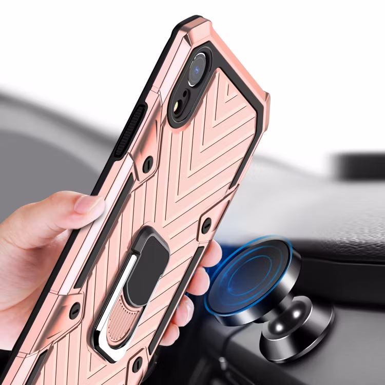 iPhone XR - Stöttåligt Hybrid Skal Ringhållare Solid® Roséguld
