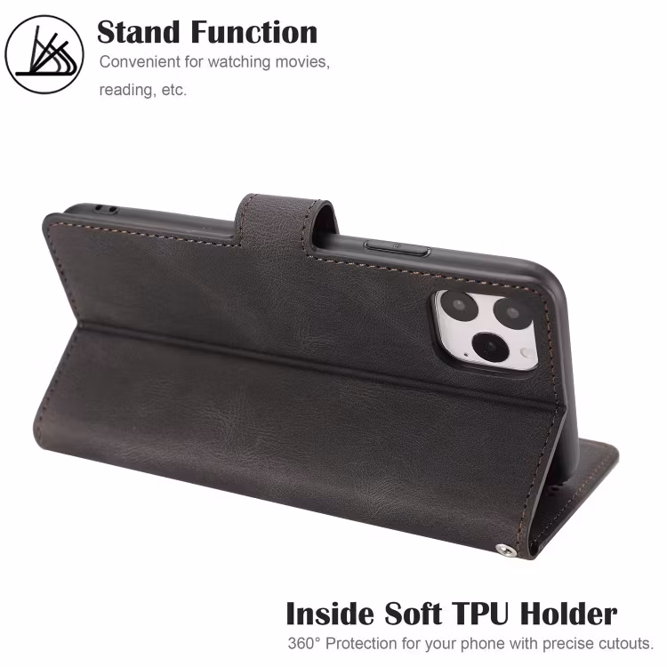 iPhone 12/12 Pro - Solid® Klassiskt Läder fodral Svart