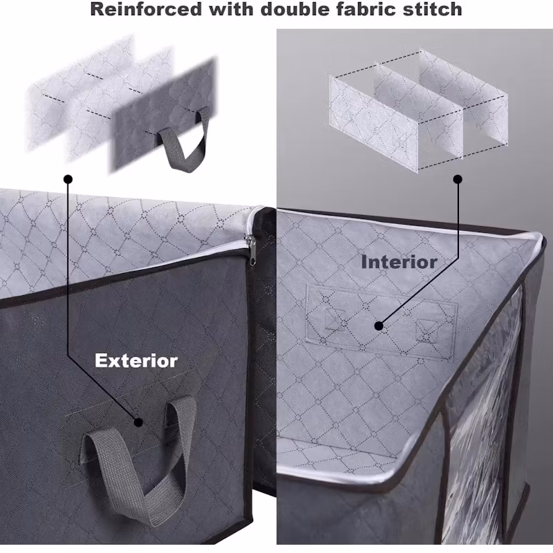 Förvaringsväska / Låda för Kläder, täcken, textiler Grå