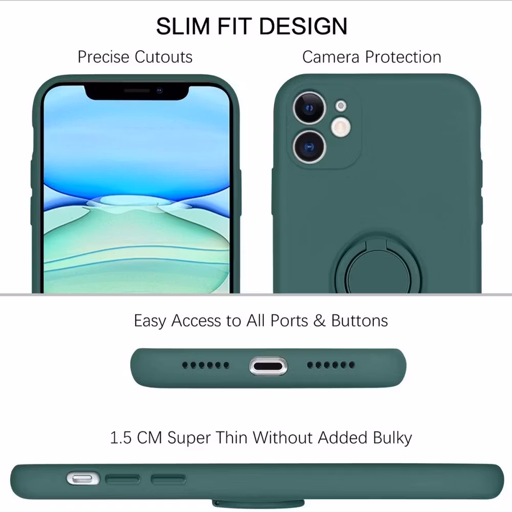 iPhone 11 - Silikonskal Stötdämpande med Ringhållare Grön