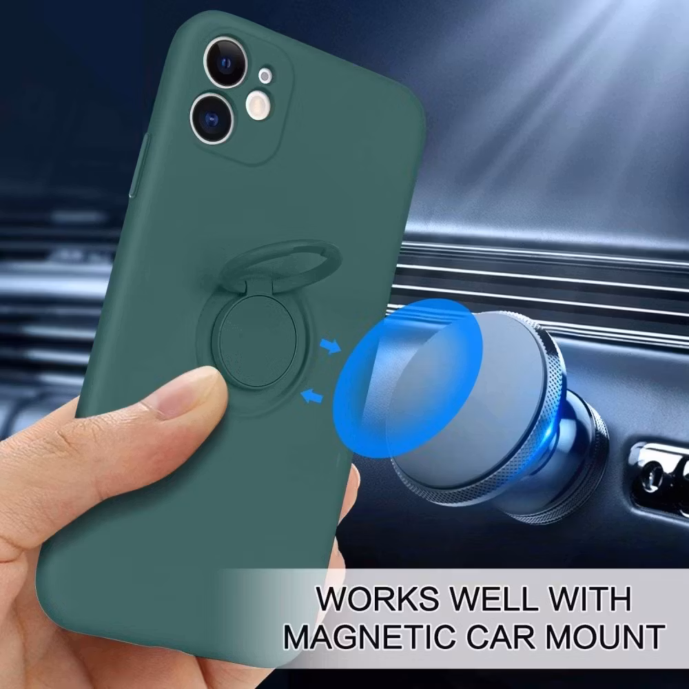 iPhone 11 - Silikonskal Stötdämpande med Ringhållare Grön