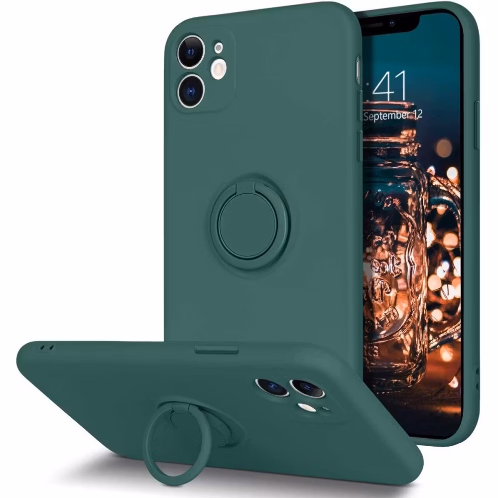 iPhone 11 - Silikonskal Stötdämpande med Ringhållare Grön