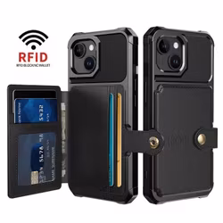 iPhone 13 - Skal Med Magnetiskt Plånbok RFID Svart