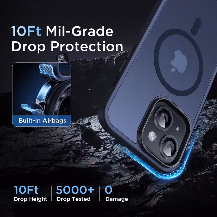 iPhone 15 - Skal MagSafe MagMat Frostad Matt Blå