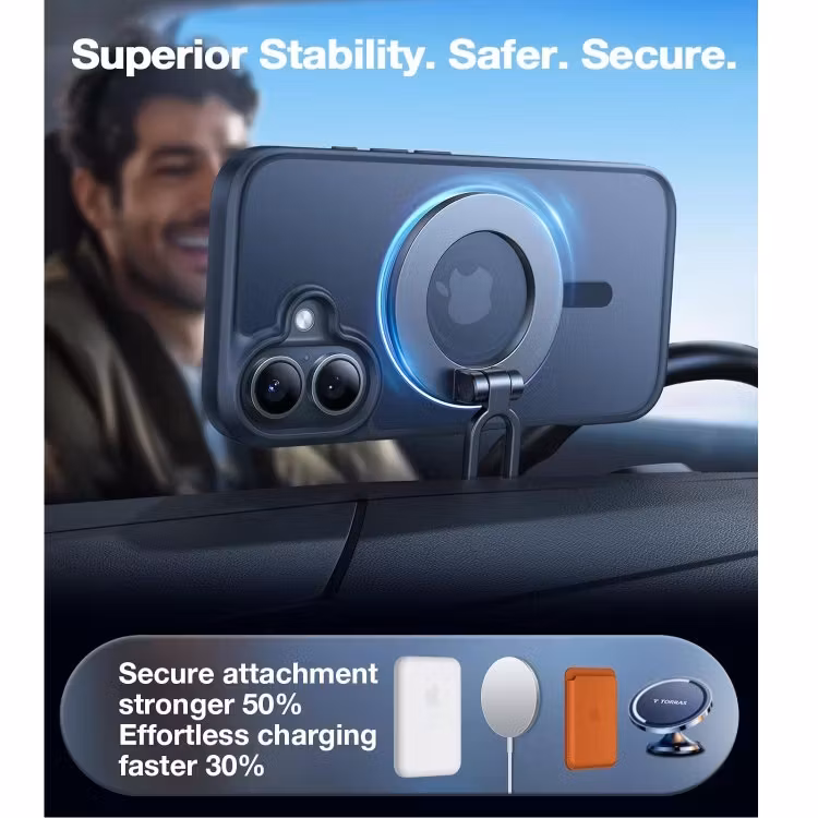 iPhone 16 Plus - Magsafe Skal Frostad Mattsvart Stöttåligt Svart