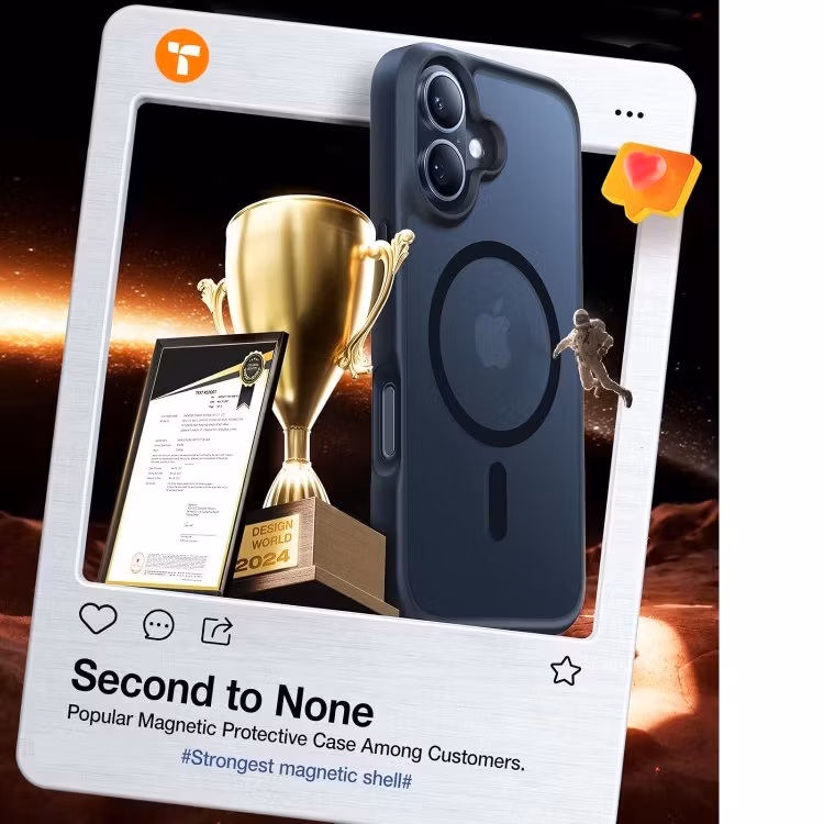 iPhone 16 Plus - Magsafe Skal Frostad Mattsvart Stöttåligt Svart