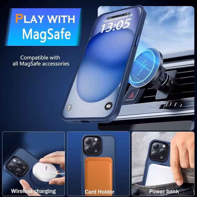 iPhone 15 Pro - MagSafe skal MagMat Stöttåligt Matt Blå