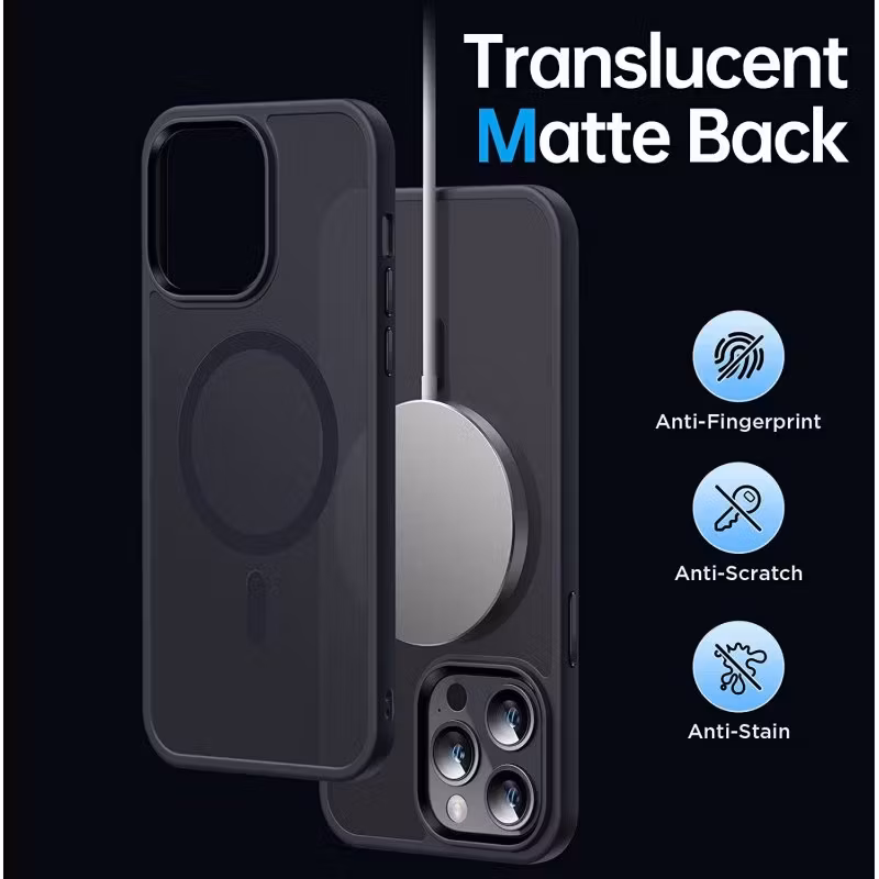 iPhone 14 Pro - Stöttåligt MagSafe Skal Frostad Matt Svart