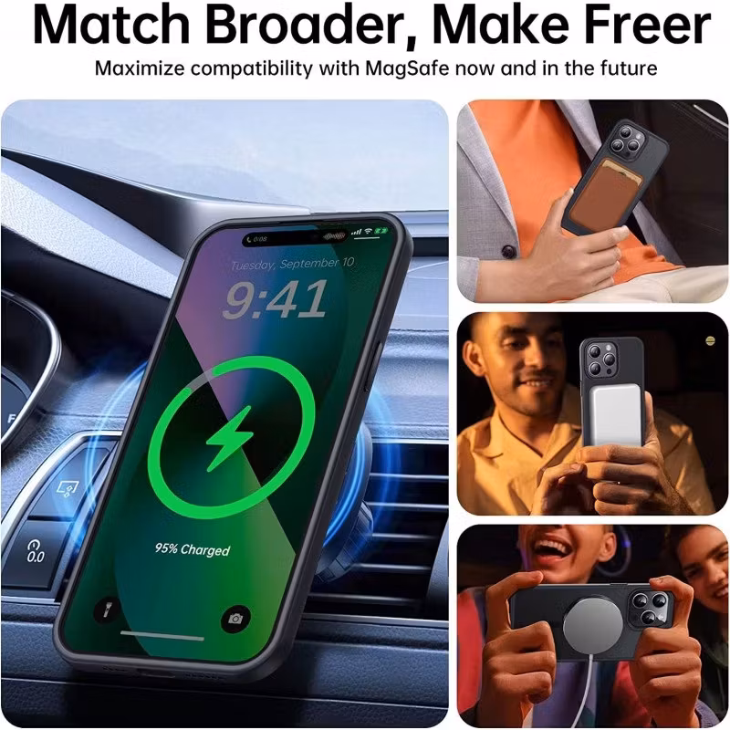 iPhone 14 Pro - Stöttåligt MagSafe Skal Frostad Matt Svart