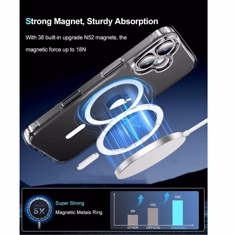 iPhone 16 - Magsafe Stötdämpande Silikon skal Transparent
