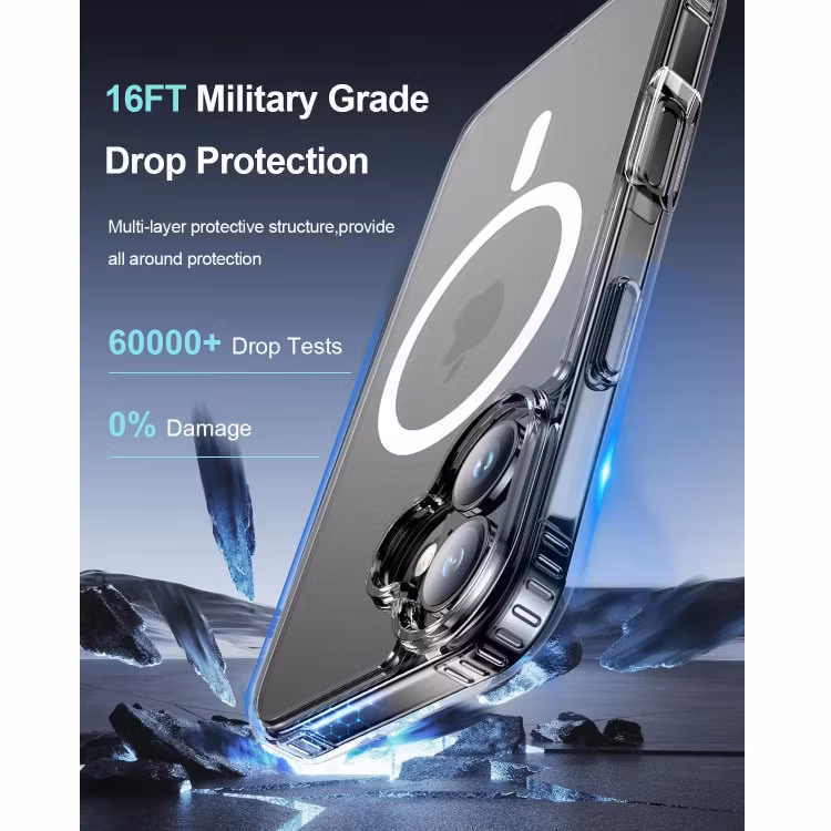 iPhone 16 - Magsafe Stötdämpande Silikon skal Transparent