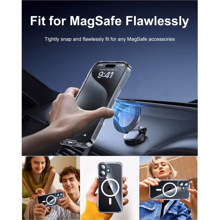 iPhone 16 - Magsafe Stötdämpande Silikon skal Transparent