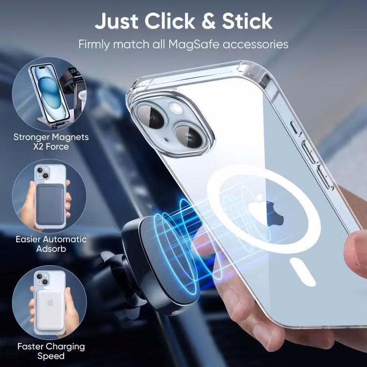 iPhone 15 - Skal MagSafe Stötdämpande Transparent