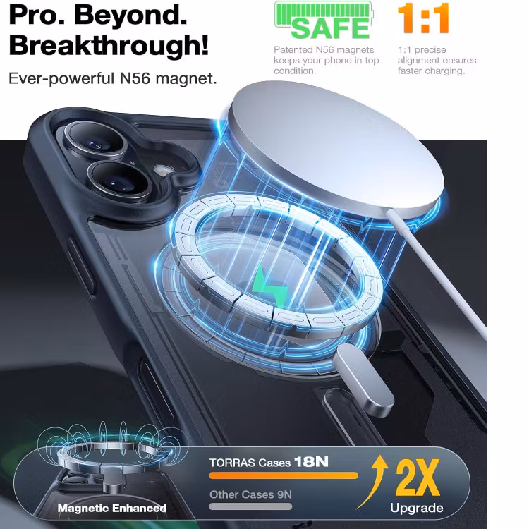 iPhone 16 - Magsafe Skal Frostad Mattsvart Stöttåligt Svart