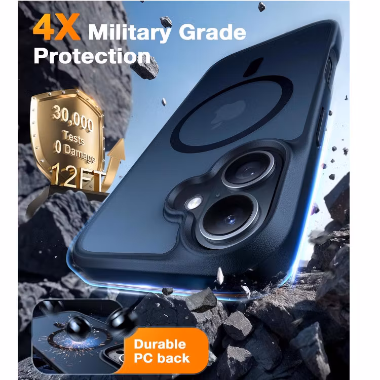 iPhone 16 - Magsafe Skal Frostad Mattsvart Stöttåligt Svart