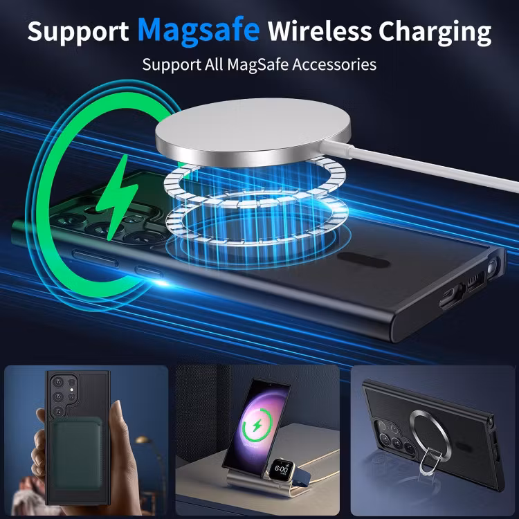 Samsung S23 Ultra - Skal MagSafe Stöttåligt Frostad Matt Svart