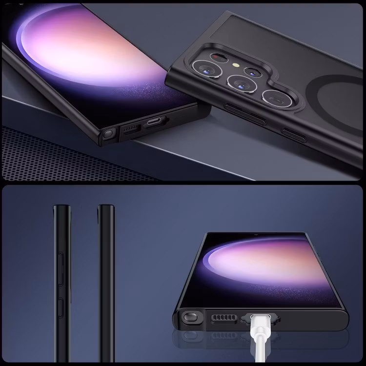 Samsung S23 Ultra - Skal MagSafe Stöttåligt Frostad Matt Svart