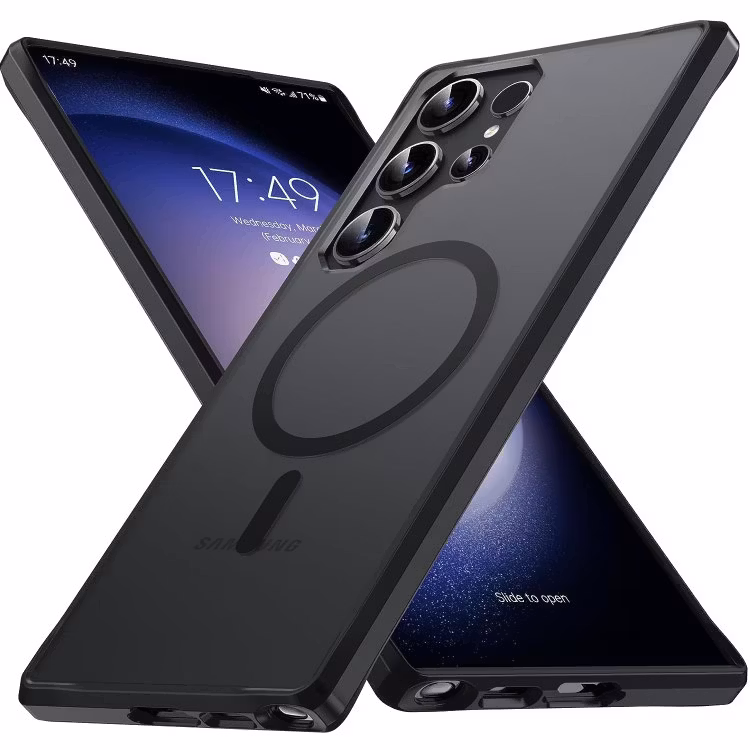 Samsung S23 Ultra - Skal MagSafe Stöttåligt Frostad Matt Svart