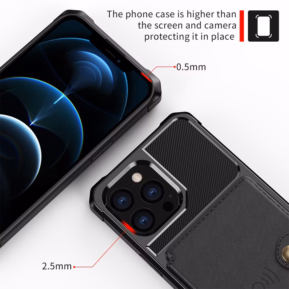 iPhone 12 Pro Max Stöttåligt Skal Korthållare Solid® RFID Skyddat Svart