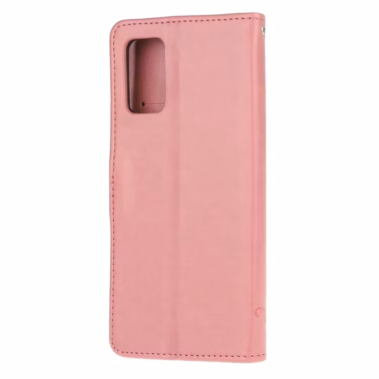 Samsung A52/A52s - Praktiskt Läder Fodral Motiv Fjärilar Rosa