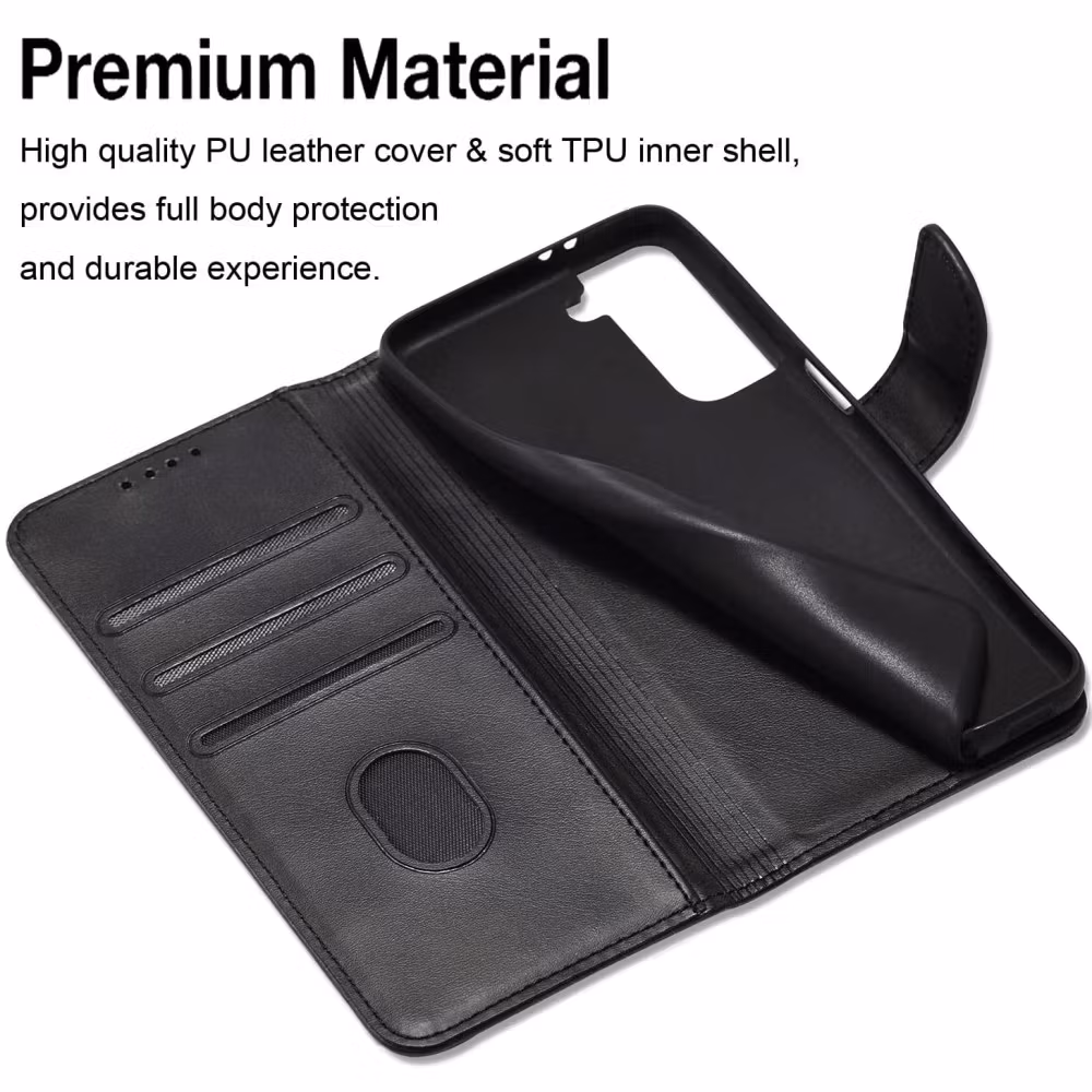 Galaxy S22 Ultra - Klassiskt Läder Fodral Nordic® Svart