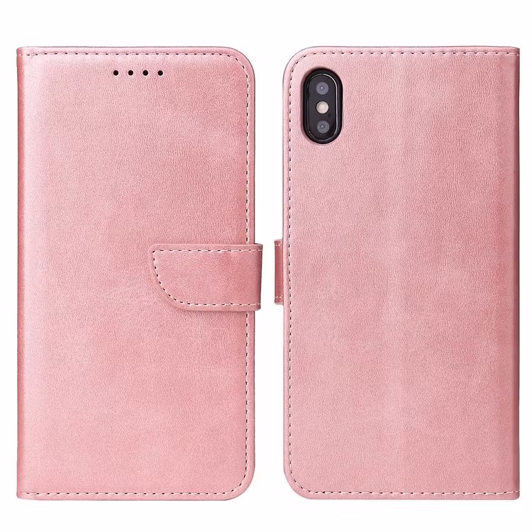 iPhone X/XS - Solid 4-FACK Läderfodral Roséguld