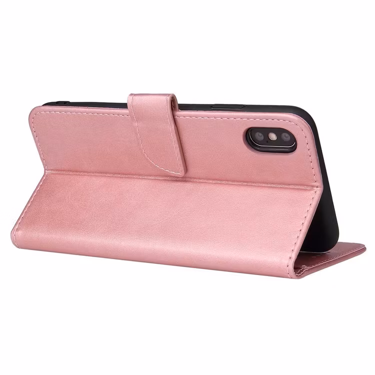 iPhone X/XS - Solid 4-FACK Läderfodral Roséguld