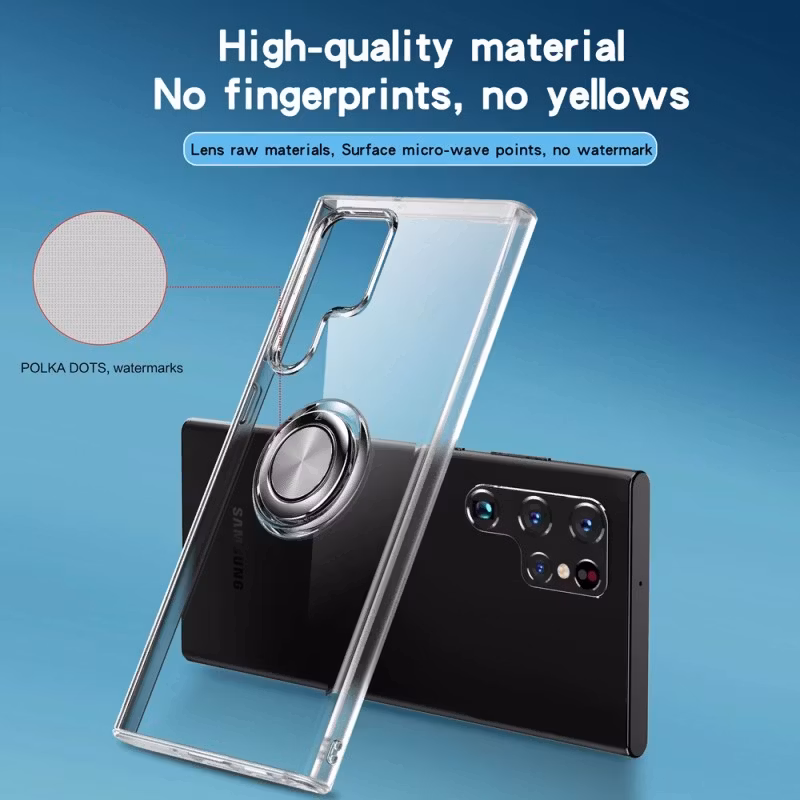 Samsung S22 Ultra - Transparent Silikon Skal Ringhållare Solid® Stöttåligt