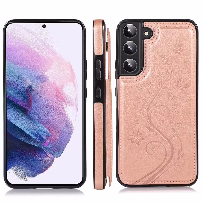 Samsung Galaxy S23 - Stöttåligt skal 3-FACK Mönster Roséguld