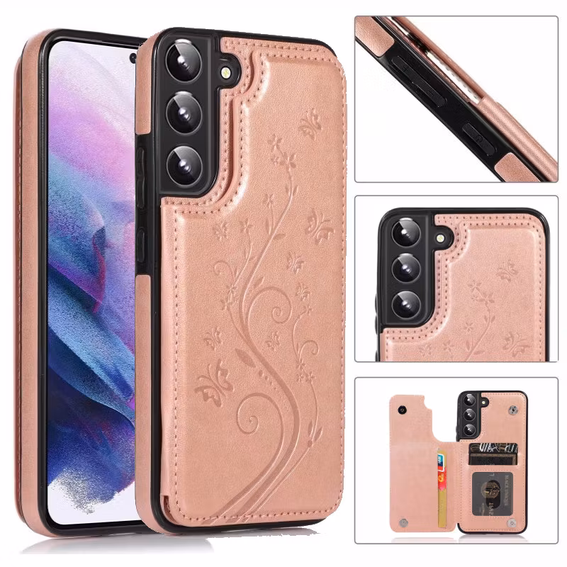 Samsung S22 - Premium Stöttåligt Skal 3-FACK Roséguld