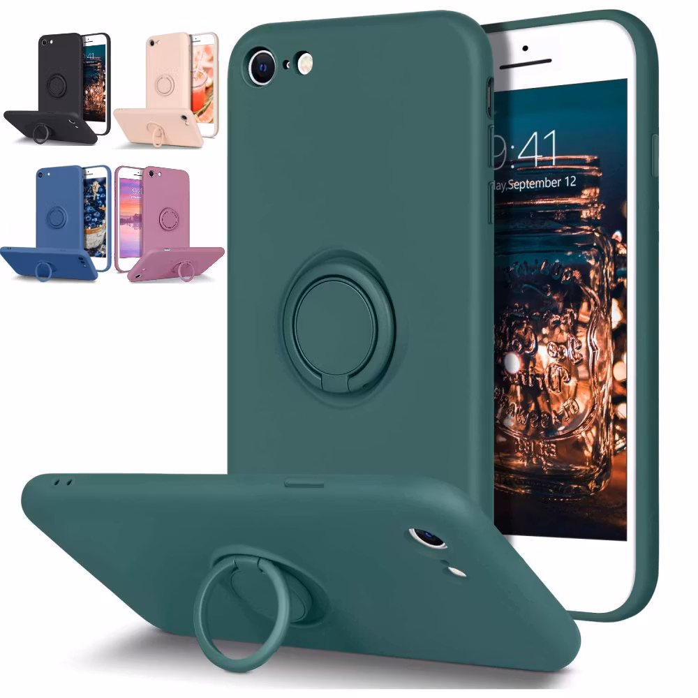 iPhone 7/8/SE - Silikonskal Magnetisk Ringhållare Välj Färg