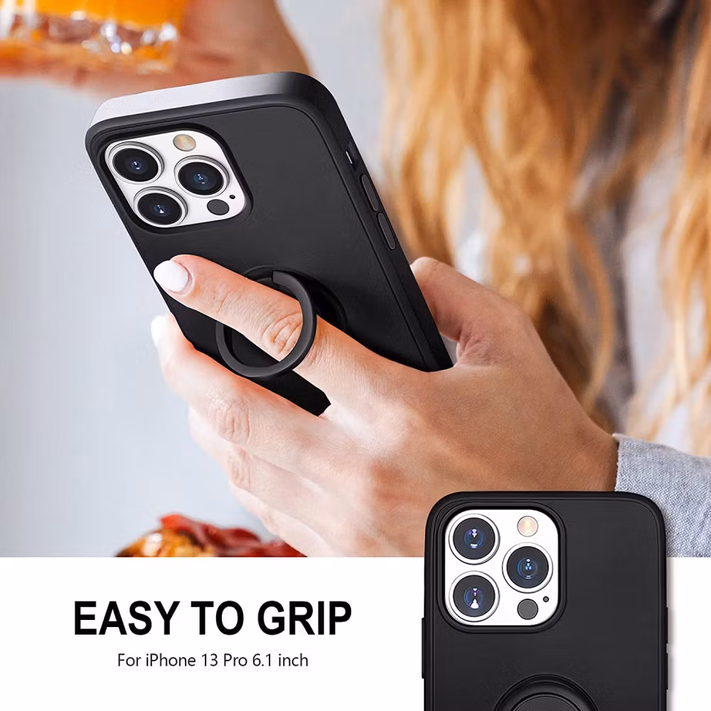 iPhone 12/12 Pro - Silikonskal med Magnetisk Ringhållare Välj Färg