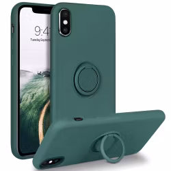 iPhone X/XS - Stöttligt Silikonskal Ringhållare Grön