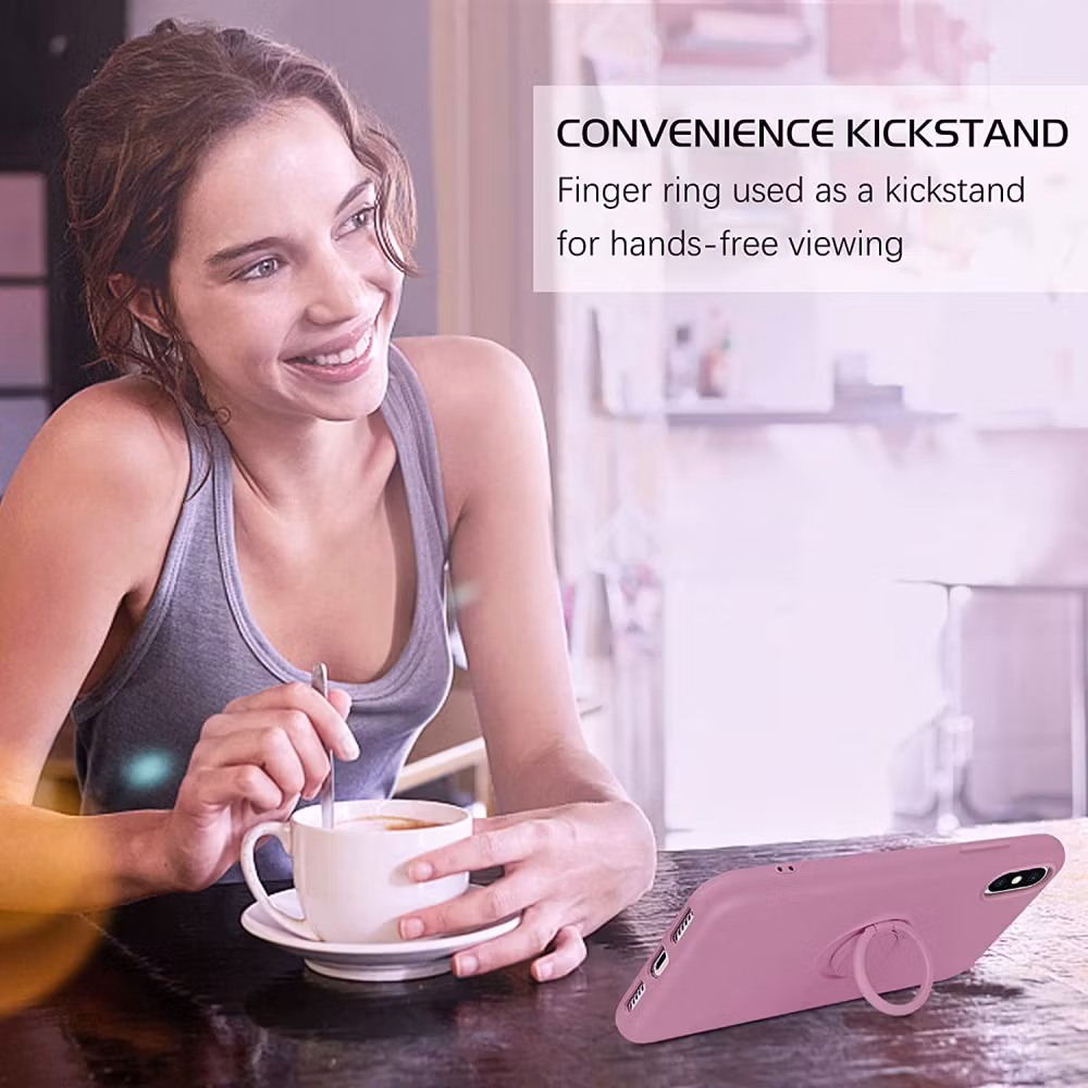 iPhone X/XS - Stöttåligt Skal med Ringhållare Mörk Lila