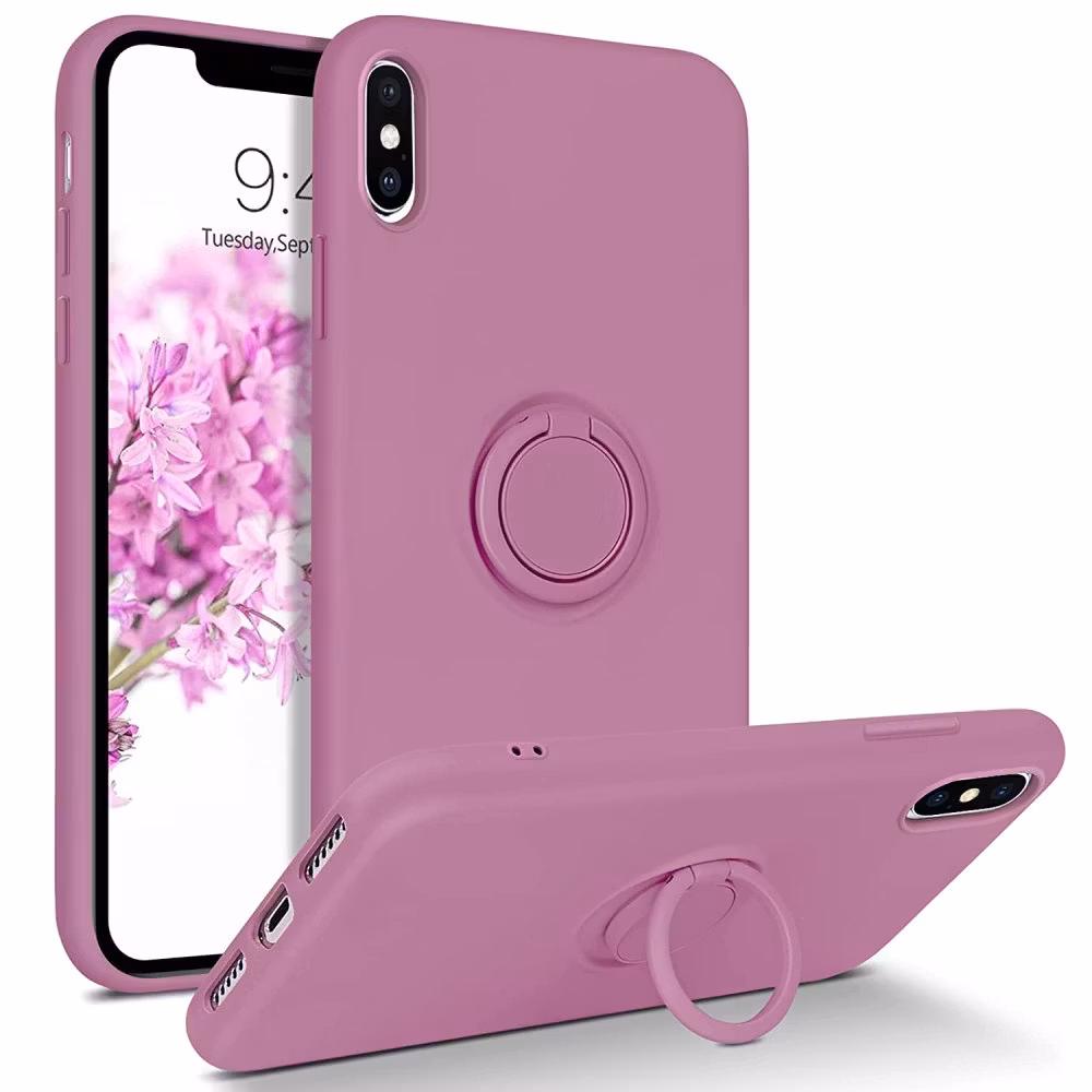 iPhone X/XS - Stöttåligt Skal med Ringhållare Mörk Lila