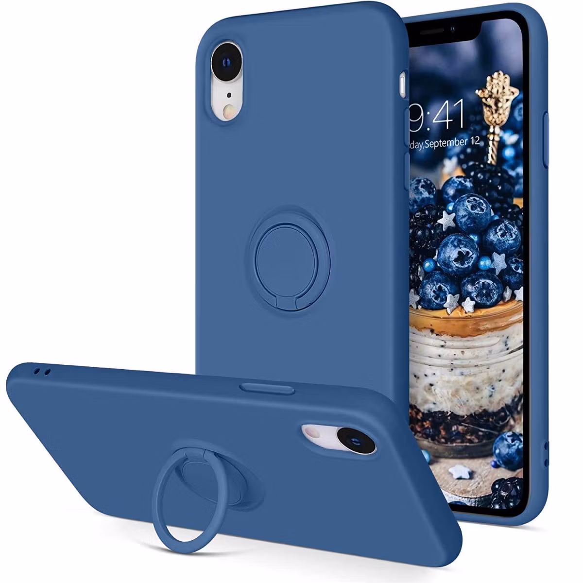 iPhone XR - Välj Färg Silikonskal med Ringhållare Solid®