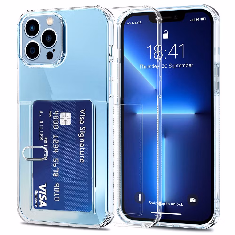 Transparent Stöttåligt Silikon Skal Kortfack Nordic® iPhone 13/13 Pro/13 Pro Max