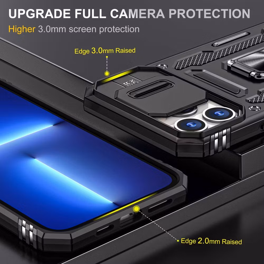 iPhone 14 Pro - Skal Stöttåligt Hybrid CamShield Ringhållare Svart