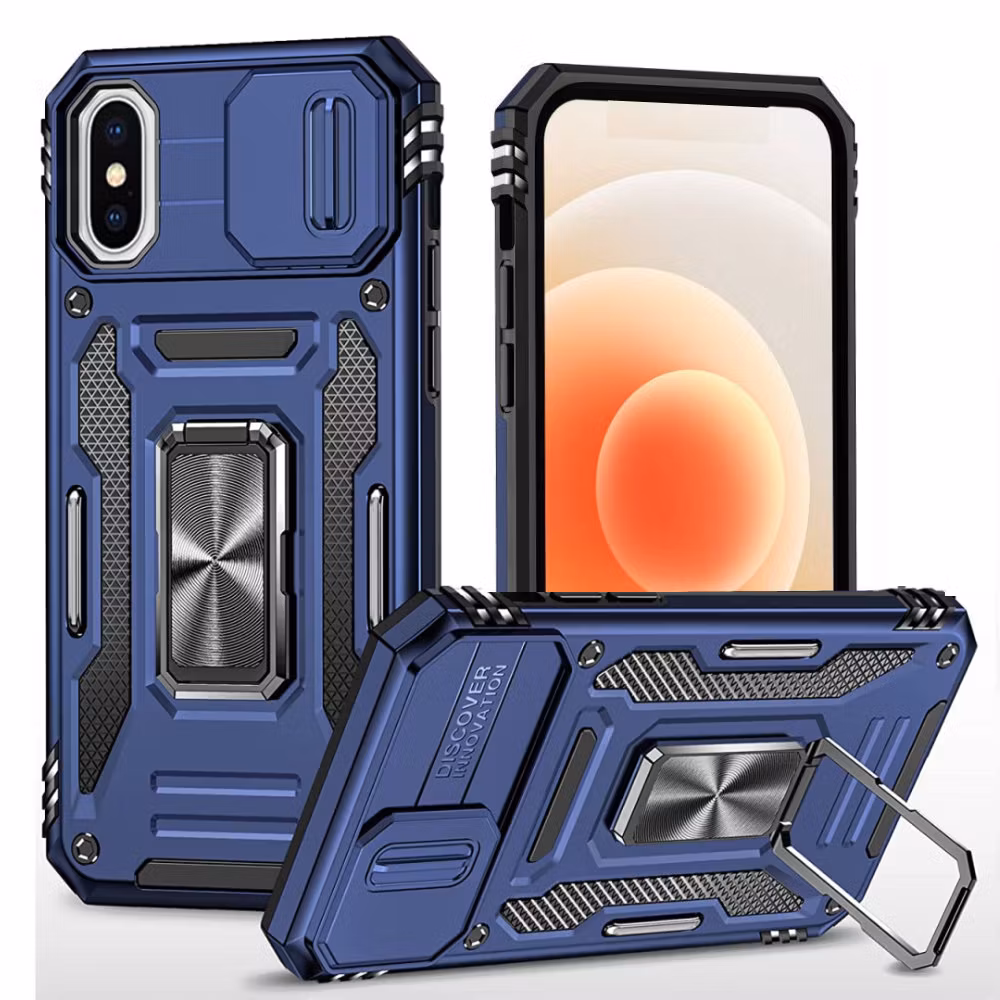 iPhone X/XS - Skal Kameraskydd Stöttåligt Hybrid Ringhållare Blå
