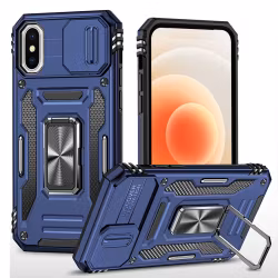 iPhone X/XS - Skal Kameraskydd Stöttåligt Hybrid Ringhållare Blå
