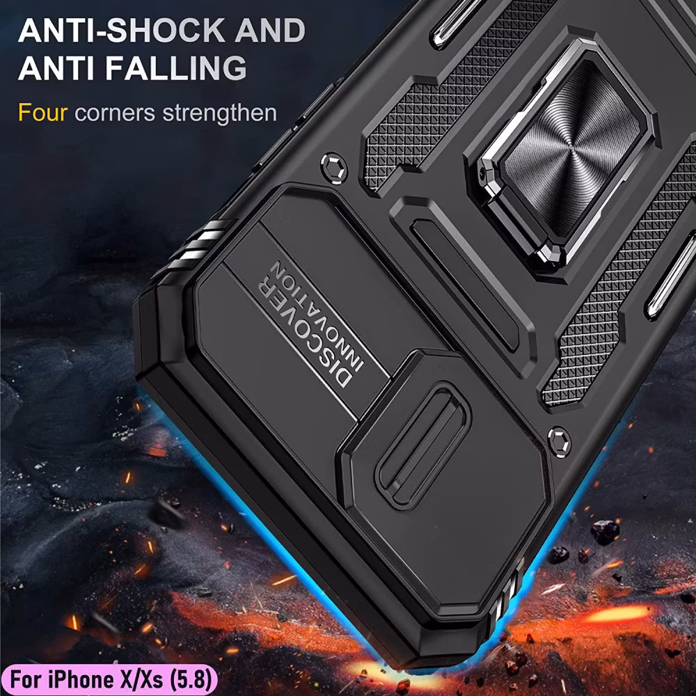 iPhone X/XS - Skal CamShield / Kameraskydd Ringhållare Svart