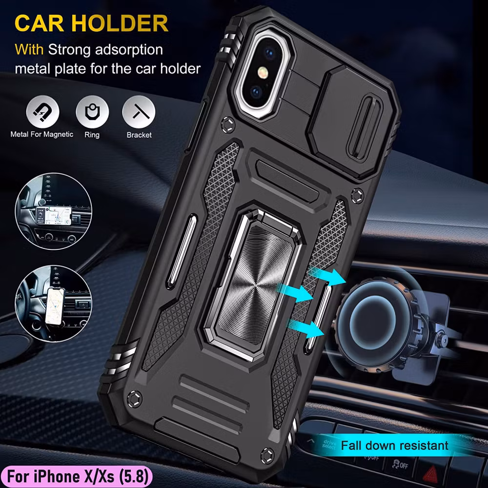 iPhone X/XS - Skal CamShield / Kameraskydd Ringhållare Svart