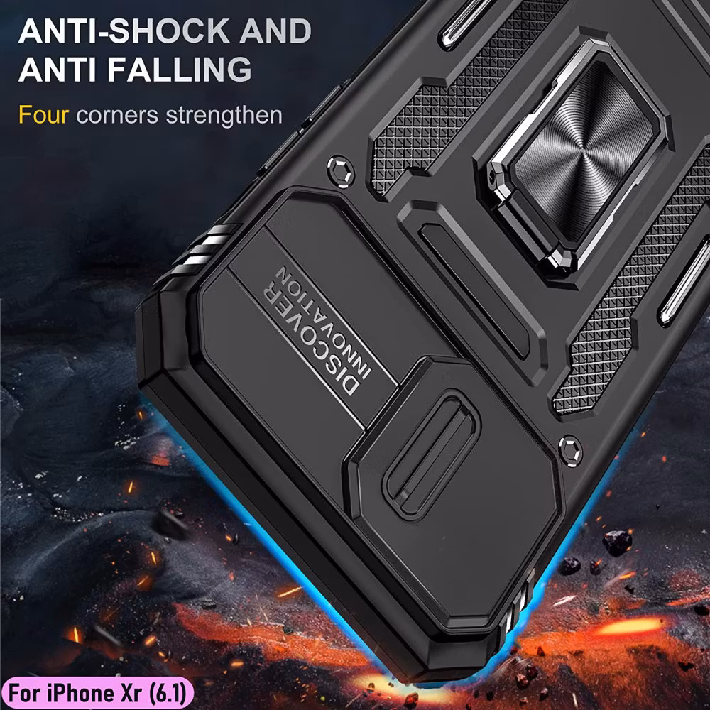 iPhone XR - Skal Kameraskydd Stöttåligt Ringhållare Svart
