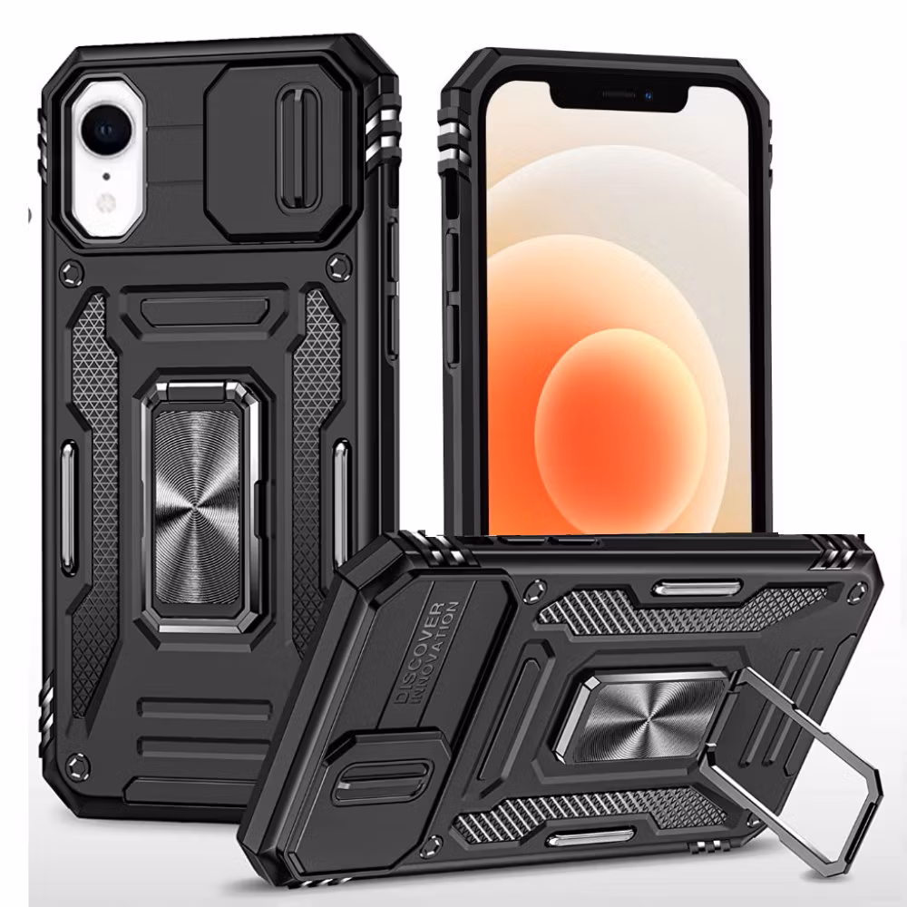 iPhone XR - Skal Kameraskydd Stöttåligt Ringhållare Svart