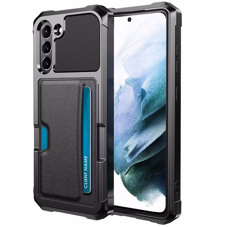 Samsung S21 FE - Stöttåligt Skal Kortfack Solid® Svart