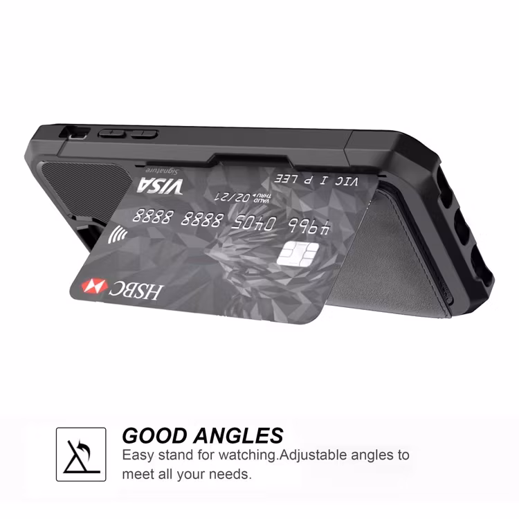 iPhone 7/8/SE Premium Stöttåligt Skal Kortfack Solid® Svart