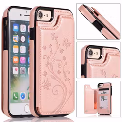 iPhone 7/8/SE - Solid® Läder skal Korthållare Roséguld