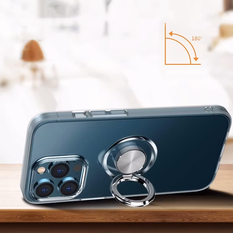 iPhone 12/12 Pro - Transparent Silikon Skal Solid® Ringhållare