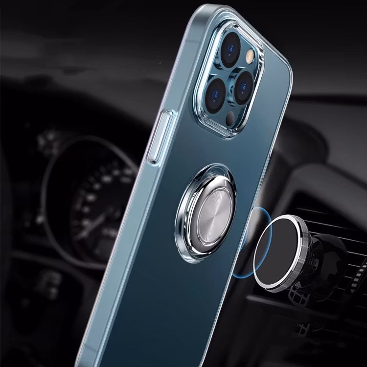 iPhone 12/12 Pro - Transparent Silikon Skal Solid® Ringhållare