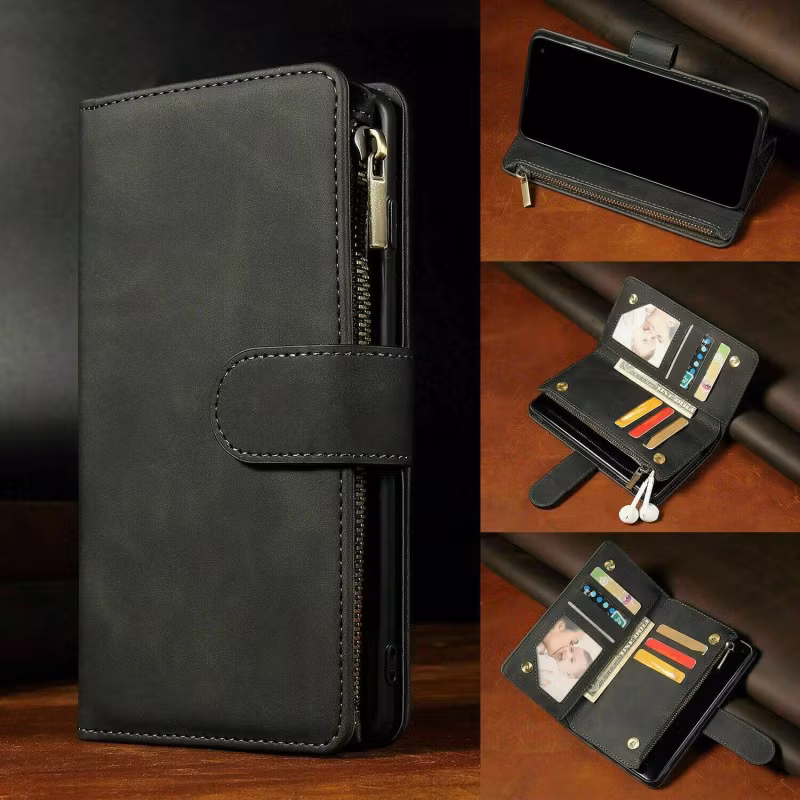 Samsung S24 - Multifunktionellt Plånboksfodral Zipper Svart